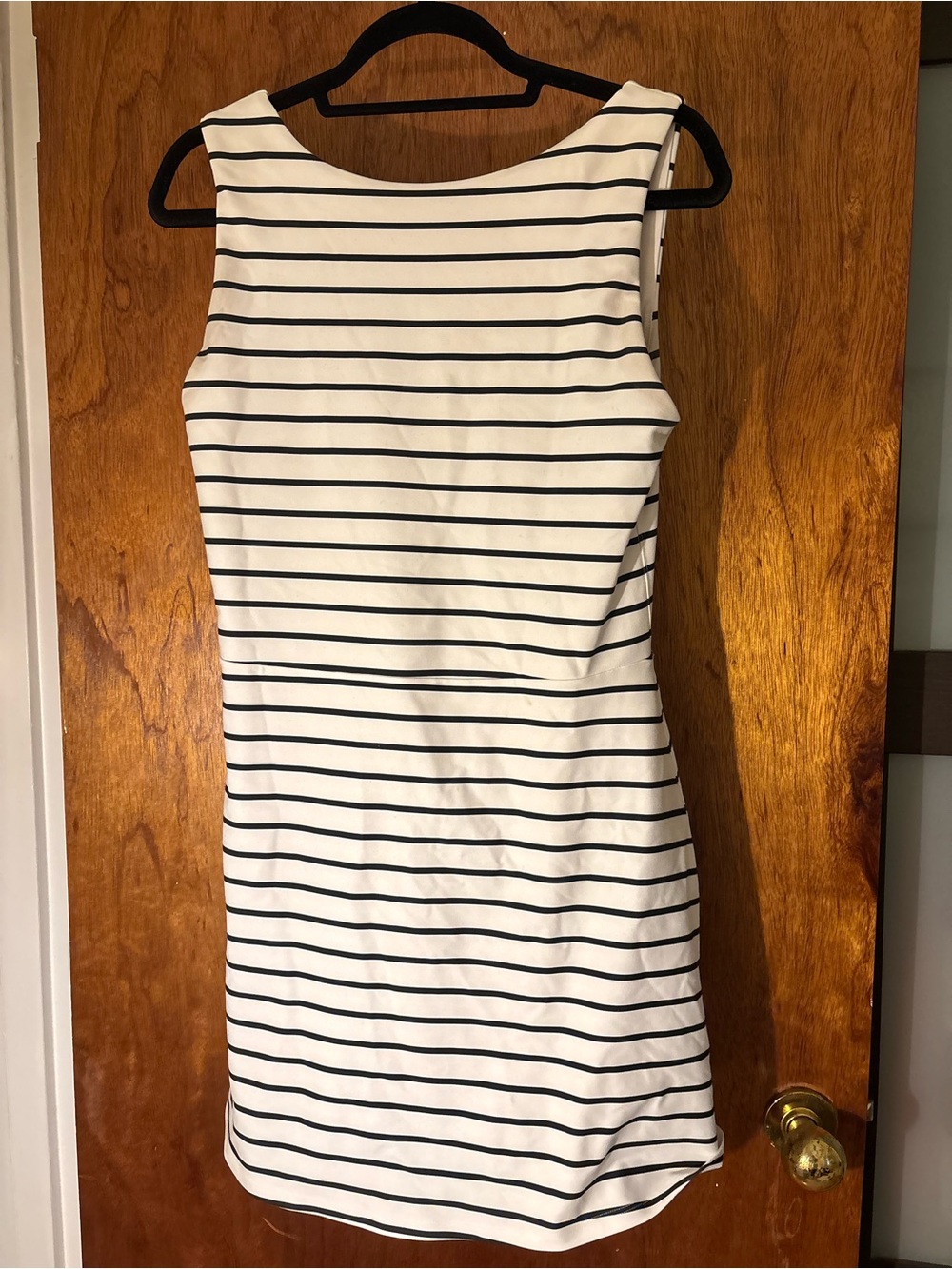 YBX Abercrombie Striped Sleeveless Sheath Dress - White & Black